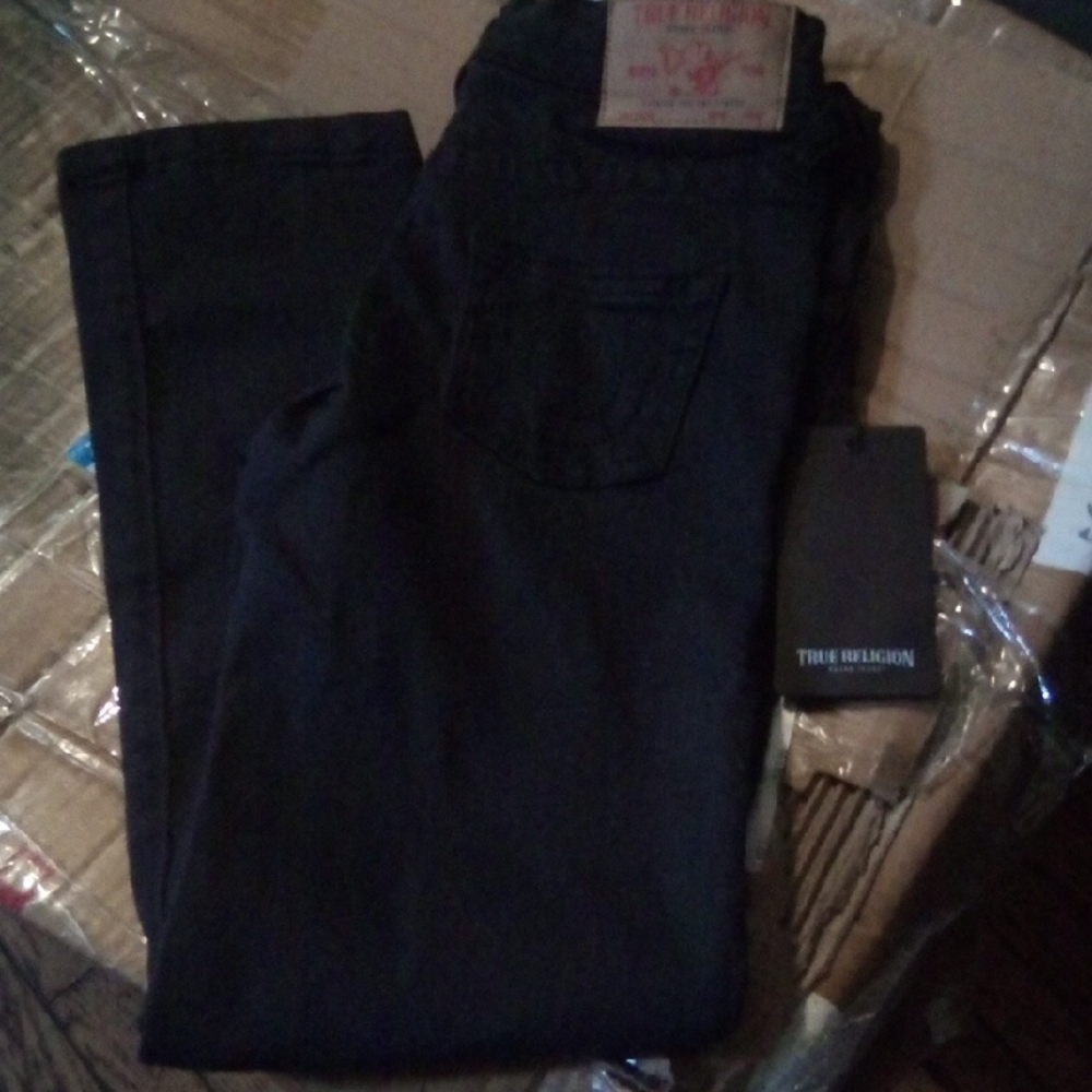 True Religion Black Denim Straight Leg Jeans